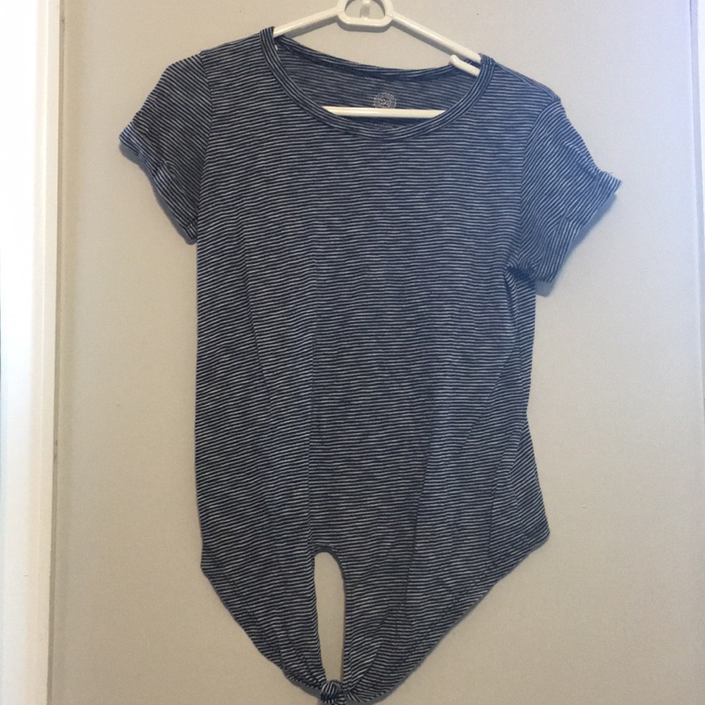 Blue and white striped top